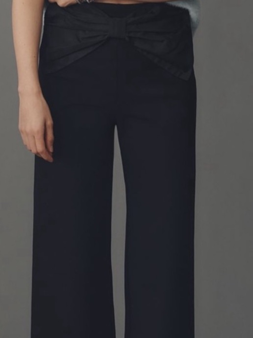Maeve Anthropologie The Colette Crop Bow Waist Trousers Pants Black Size 30P